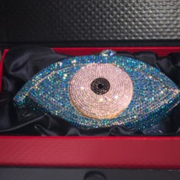 Brand NWT Handmade EvilEye Crystal Clutch - Picture 2 of 4
